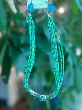 Turquoise & Green Multi-Strand Beaded Necklace
